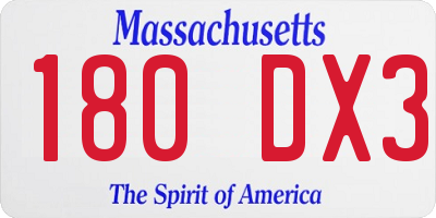 MA license plate 180DX3