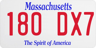 MA license plate 180DX7
