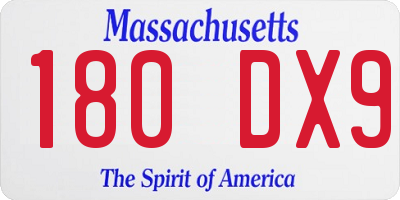 MA license plate 180DX9