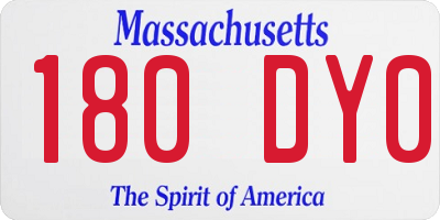 MA license plate 180DY0