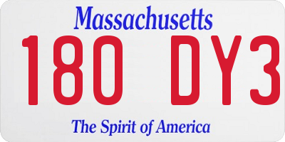 MA license plate 180DY3