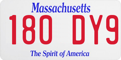 MA license plate 180DY9