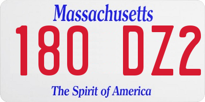 MA license plate 180DZ2