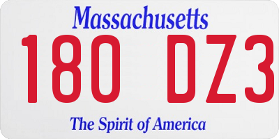 MA license plate 180DZ3