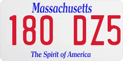 MA license plate 180DZ5