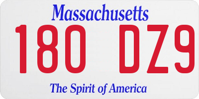 MA license plate 180DZ9
