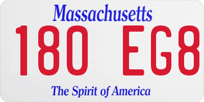 MA license plate 180EG8