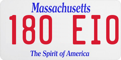 MA license plate 180EI0