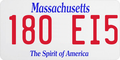 MA license plate 180EI5
