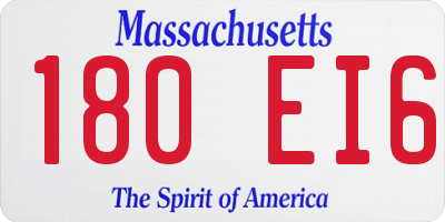 MA license plate 180EI6