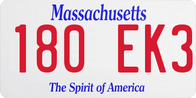 MA license plate 180EK3