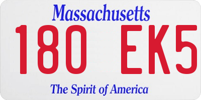 MA license plate 180EK5