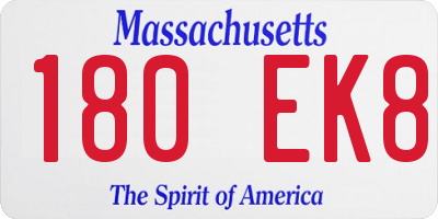 MA license plate 180EK8