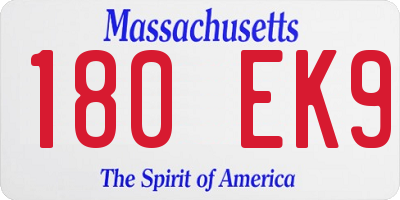 MA license plate 180EK9