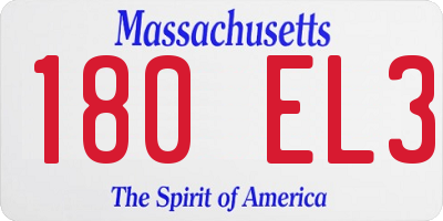 MA license plate 180EL3