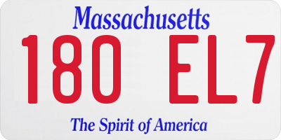 MA license plate 180EL7
