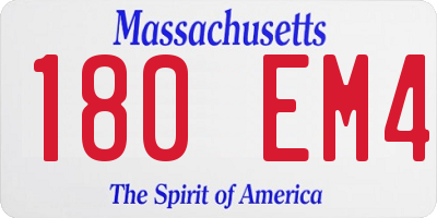 MA license plate 180EM4