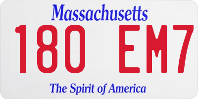 MA license plate 180EM7
