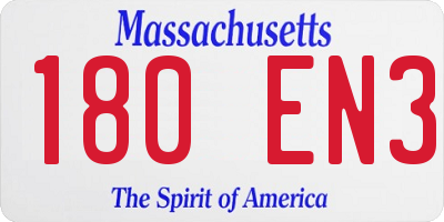 MA license plate 180EN3