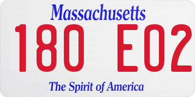 MA license plate 180EO2