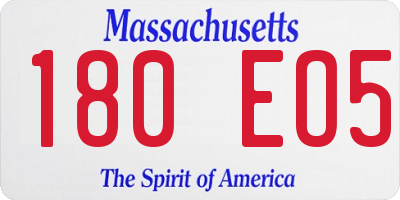 MA license plate 180EO5