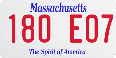 MA license plate 180EO7