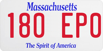 MA license plate 180EP0