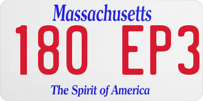 MA license plate 180EP3