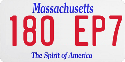 MA license plate 180EP7