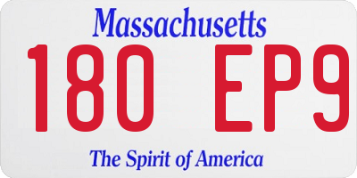 MA license plate 180EP9