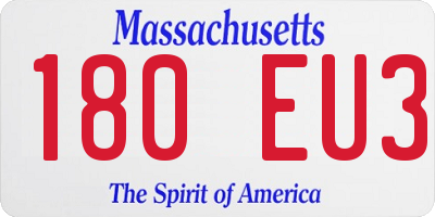 MA license plate 180EU3
