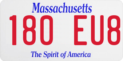 MA license plate 180EU8