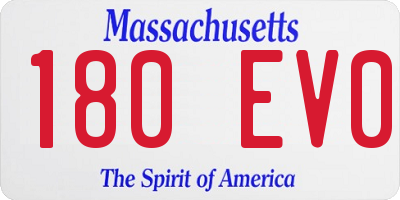 MA license plate 180EV0