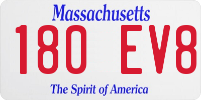 MA license plate 180EV8
