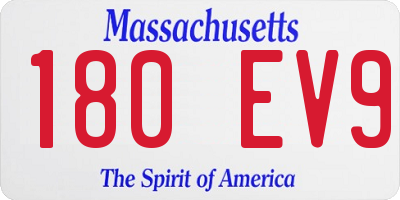 MA license plate 180EV9