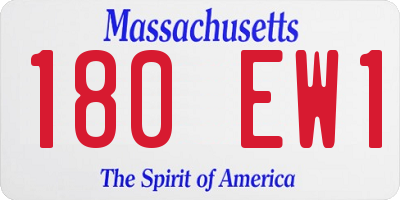 MA license plate 180EW1