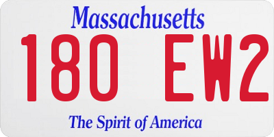 MA license plate 180EW2