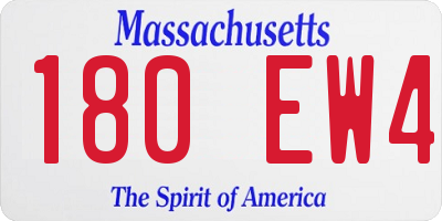 MA license plate 180EW4