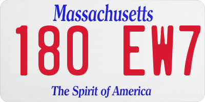 MA license plate 180EW7