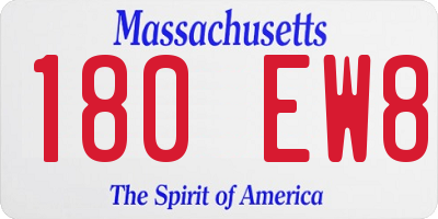 MA license plate 180EW8