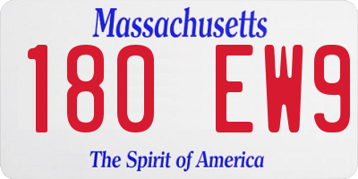 MA license plate 180EW9