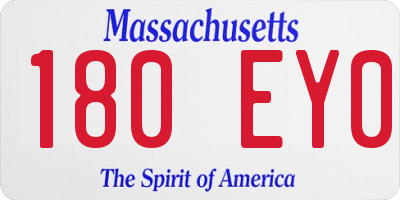 MA license plate 180EY0