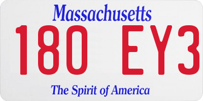 MA license plate 180EY3
