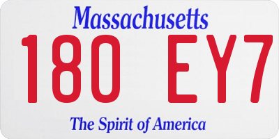 MA license plate 180EY7