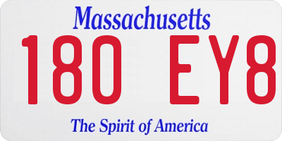 MA license plate 180EY8