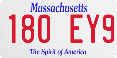 MA license plate 180EY9