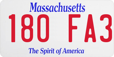 MA license plate 180FA3