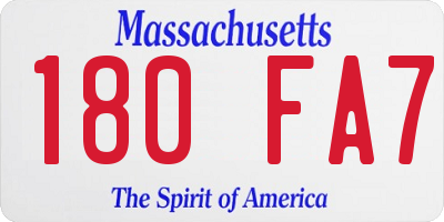 MA license plate 180FA7