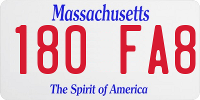 MA license plate 180FA8