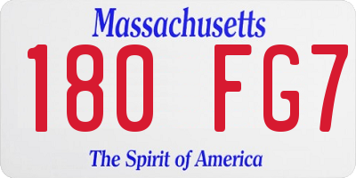 MA license plate 180FG7
